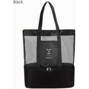 Resim Fochsia Dayanıklı Çift Katlı Polyester Plaj Çantası Siyah Play Joy Desenli Geniş Bölmeli Siyah 