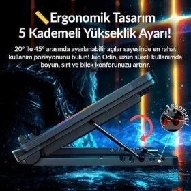 Resim Storemax Odin Rgb Işıklı Gaming 2200RPM Çift Fan LED Laptop Soğutucu 