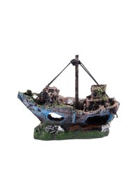 Resim Balık Tankı Mağara Dekorasyonu Akvaryum Süs Batığı Batık Gemi Yelkenli Tekne 