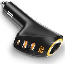 Resim Wangxi Tiensun 175w Max Araç Şarj Cihazı Tip C Çift Usb Portlu Gerilim Ekranlı 1 Adet Siyah Hızlı Şarj Adaptörü Cden Cye Kablo Dahil 