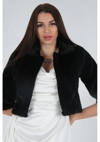 Resim Feminist Siyah Bebe Yaka Peluş Bolero 0105134.01 Siyah 