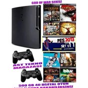 Resim Sony Playstation 3 Slim 500 GB ( Yenilenmiş ) 2 Kablosuz Kol 40 Dijital Oyun Garantili Ürün 