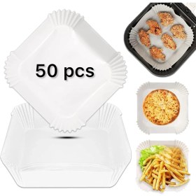 Resim Mcreative Home Beyaz Airfryer Pişirme Kağıdı, Fritöz Yağlı Kağıdı, Yanmaz Kağıt 50 Adet (Kare) (50) 
