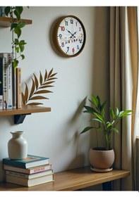 Resim 36 Cm Kahverengi Çocuk Odası Duvar Saati Çok Renkli 