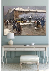 Resim Yeni Yıl New Year Yılbaşı Kış Yağlıboya Efektli Doğa Manzara Dekoratif Kanvas Tablo (8 Farklı Ölçü) 30 x 20r 