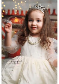 Resim H L Y Karol Tasarım İnci Lady Vintage Kız Bebek Elbisesi,doğum Günü,fotoğraf Çekim Elbise,0-12 Yaş Uygun KREM 