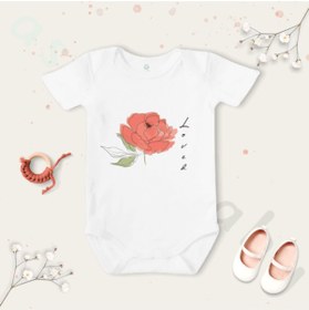 Resim Limon Unisex Rose Desenli Organik Bebek Body Zıbın 