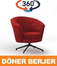 Resim LOVİSSE HOME 360 Döner Berjer Kırmızı - Modern Tekli Koltuk 