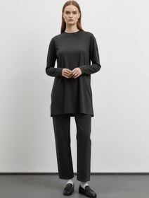 Resim Puane Kadın Basic Uzun Kollu Salaş Tunik-40017 - BLACK 