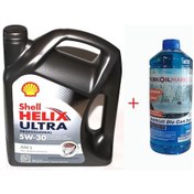 Resim Shell Helix Ultra Pro Am-L 5W-30 Tam Sentetik Motor Yağı 5 L + Cam Suyu 1 L 