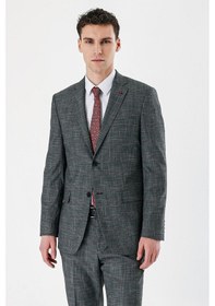 Resim İmza Siyah Ekoseli Mono Yaka Likralı 6 Drop Comfort Fit Rahat Kesim Klasik Takım Elbise 1001240165-siyah Siyah 