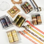 Resim 10 Rulo Altın Varaklı Washi Bant Seti, Su Geçirmez Değil, Çıkarılabilir Yapışkan, Scrapbooking, Günlükler, DIY El Sanatları, Dekoratif Çıkartma Bandı 