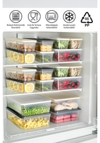 Resim 2'li Saklama Kabı 1,3 Litre Derin Dondurucu Mikrodalga Uyumlu Ekru 