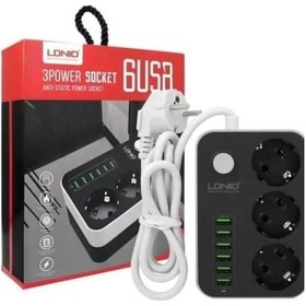 Resim Ldnıo Se3631 3lü Priz 6 Usb Coğaltici Akim Korumali Priz 
