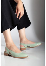 Resim Pore Cilt Kısa Topuk Ayakkabı Mint Yeşil Yeşil 
