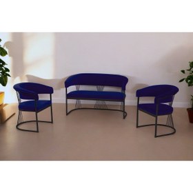 Resim Rozexi Rio Çay Seti Takımı Koltuk Takımı Oturma Odası Kafe Antre Hol Ofis 2+1+1 Siyah Metal 