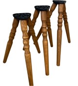 Resim HAMADEX 38-41-44 Cm Açık Meşe Ahşap Torna Sehpa Ayağı – 9 Adet | 3’lü Set | 3 Bağlantı Aparatı Vidalar 