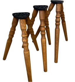 Resim HAMADEX 38-41-44 Cm Açık Meşe Ahşap Torna Sehpa Ayağı – 9 Adet | 3’lü Set | 3 Bağlantı Aparatı Vidalar 