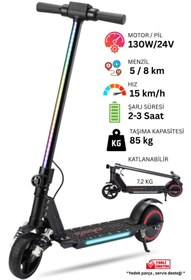 Resim Cool Wheels Elektrikli LED Işıklı Katlanabilir Çocuk Scooter - Çift Frenli- Çift Süspansiyonlu 8 yaş ve üzeri 