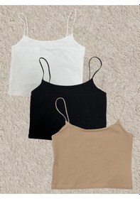 Resim Kadın Pamuklu Crop Top Askılı Büstiyer 3 Adet 001 