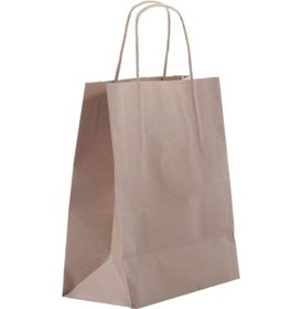 Resim Büküm Saplı Kraft Kağıt Çanta 25'li 25x12x31 