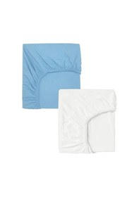 Resim 2 Adet 40x80 Cm Anne Yanı Lastikli Penye Kumaş Bebek Çarşafı-mavi-beyaz 