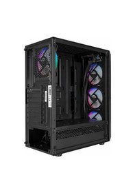 Resim Everest Flat Mesh 4x12 CM RGB Fanlı Bilgisayar Kasası Siyah 