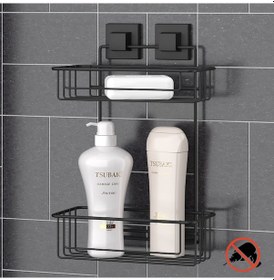 Resim Teknotel Easyfıx Yapışkanlı Iki Katlı Banyo Rafı Mat Siyah Ef256 Çok Renkli 