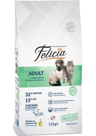 Resim Felicia Yetişkin Tavuklu-Hamsili Kedi Maması 12 KG 