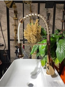 Resim İsaoğlu Yapı Bronz Mutfak Bataryası Spiralli Evye Musluğu Premium Bakır Mutfak Bataryası Pirinç Malzeme Bakır 