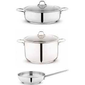 Resim Held 28 Cm Çelik Tencere Takımı Derin Tencere-basık Tencere-çelik Tava Sc Ha Fer Gri 