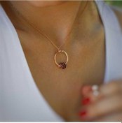 Resim Kelebek Mineli Halka 925 Ayar Gümüş Kolye-2173 