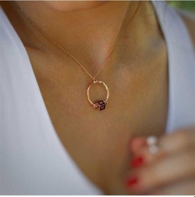 Resim Kelebek Mineli Halka 925 Ayar Gümüş Kolye-2173 