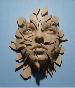 Resim Gizemli Yüz: Devasa Parçalanmış Kadın Yüzü Heykeli 25 Cm - Pla 3d Baskı Sanatı 