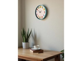 Resim Akıllı Durak 36 cm Turkuaz Çocuk Odası Duvar Saati 