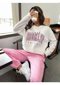 Resim Kadın Brooklyn Baskılı Eşofman Takımı Beyazpembe 