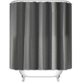 Resim Xhang Opak Su Geçirmez Duş Polyester Perdeleri Kancalar Yüzükler Için Banyo Küvet Büyük Geniş Banyo Katı Renk Kapak Perdesi (180 * 180 Cm)(Yurt Dışından) 