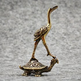 Resim Kaplumbağa Heykelinde Pirinç Turna, 1 adet Vintage Tarz Figür, Elektriksiz Masa Dekoru, Retro Hayvan Minyatürü, Klasik Ofis Ev Süsü, Koleksiyonluk Hediye 