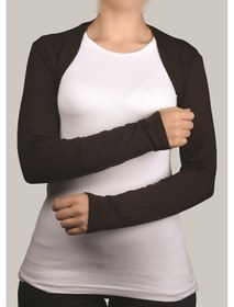 Resim Altobeh Uzun Kollu Kadın Tesettür İçe Giyilen Bolero - Koyu Kahverengi Çok Renkli 