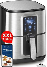 Resim GoldMaster Vena 7 Litre İnox Geniş Hazneli XXL Dokunmatik 8 Ön Ayarlı Airfryer Sıcak Hava Fritözü GM8404 