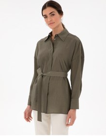 Resim Pierre Cardin Kadın Haki Gömlek Desenli 50306501-vr027 Haki 