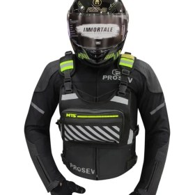 Resim Motoanl Motosiklet Göğüs Çantası Reflektörlü Yelek Rüzgar Koruma Bol Cepli Pratik Bisiklet Motor Kurye Lüx Çanta 