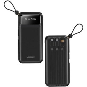 Resim Sunix 10.000 Mah Dijital Göstergeli Kendinden Kablolu Powerbank Siyah PB-120 