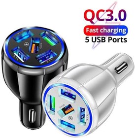 Resim Qc3.0 5usb Araç Şarj Ve Hızlı Araç Şarj Şarj Cihazı Bir Çekme Beş Usb Bağlantı Noktası Hızlı Araç Şarj Şarj Cihazı 