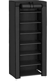 Resim Ayakkabılık Tek Bölmeli Çok Amaçlı Bez Dolap Gardırop Siyah Siyah 