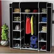 Resim Pormet Arvenlive Çelik Profilli Siyah Renk Bez Dolap, Kumaş Gardırop Siyah 