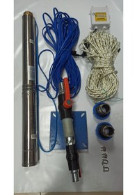 Resim 4sdm2/16 1hp Alarko 50 Mt Yassı Kablolu Ve Panolu 100 Mt Halatlı Çift Vanalı Akıtma Başlıklı Monofaze Takım Dalgıç Pompa 