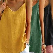 Resim Kadınlar İçin 3 Parça Set, Camisole Üst, Günlük, Tatil, İnce Askılı, Kolsuz Yazlık ve İlkbaharlık Bol Kesim Üst 