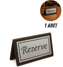 Resim Happynesso Masa Yazısı Serisinden SİYAH Pleksi Üstü TEK Yön SİLVER GRİ Metal "REZERVE" Yazısı - 100 Mm X 50 Mm 