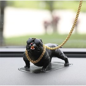 Resim junior 3d baskı Pitbull Köpek Siyah Araba Içi Torpido Üstü Simülasyon Araba Aksesuarları Araba Süs 